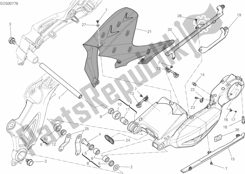 Tutte le parti per il Forcellone del Ducati Diavel Titanium USA 1200 2015